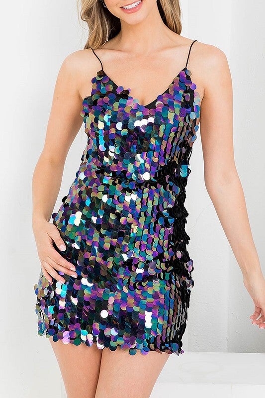 Club l rainbow sequin clearance dress